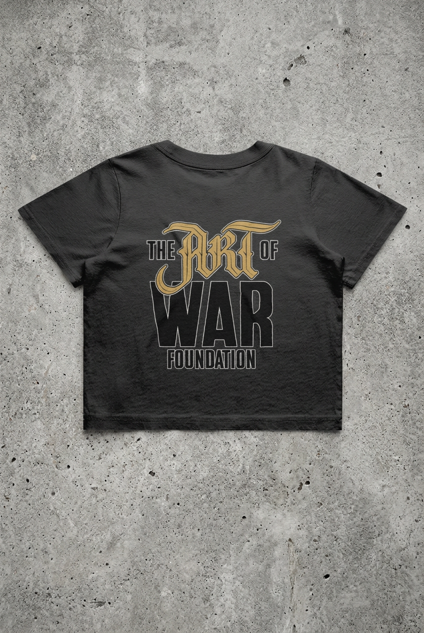 The Art of War Foundation Women's Heavy Cropped Back Txt Tee