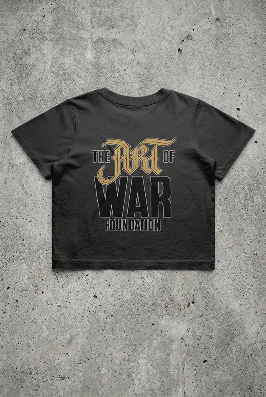 The Art of War Foundation Women's Heavy Cropped Back Txt Tee