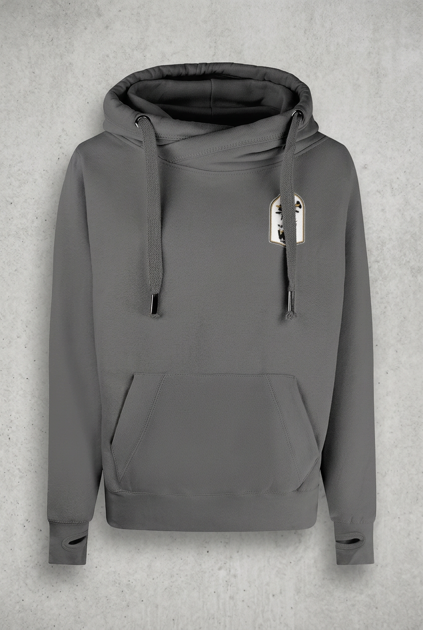 Charcoal hoodie with concrete background