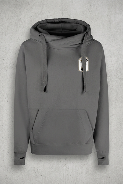 Charcoal hoodie with concrete background