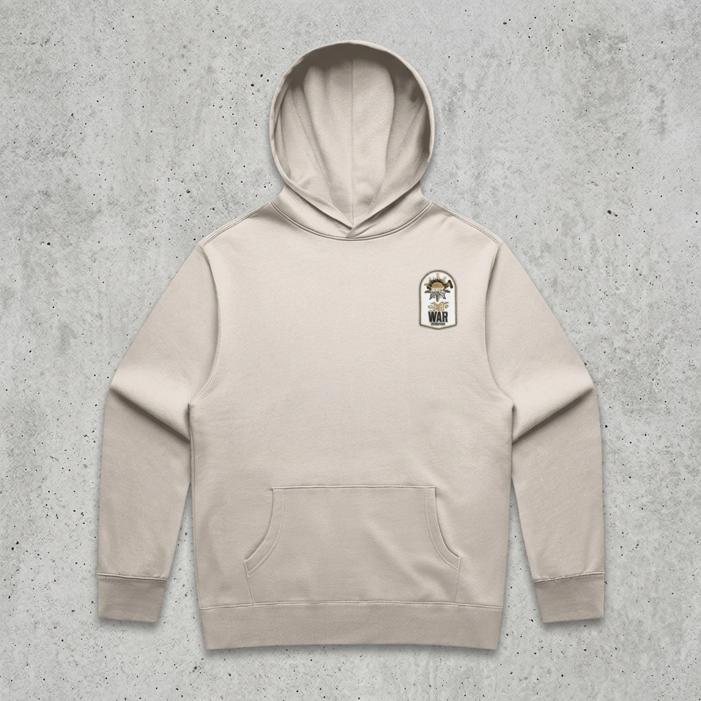 Cream hoodie on concrete