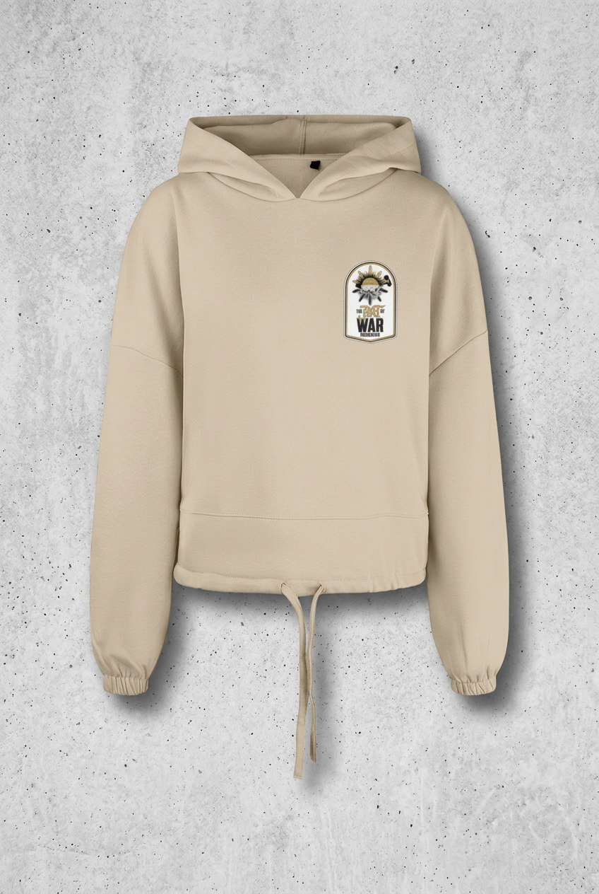 Cream hoodie with concrete background