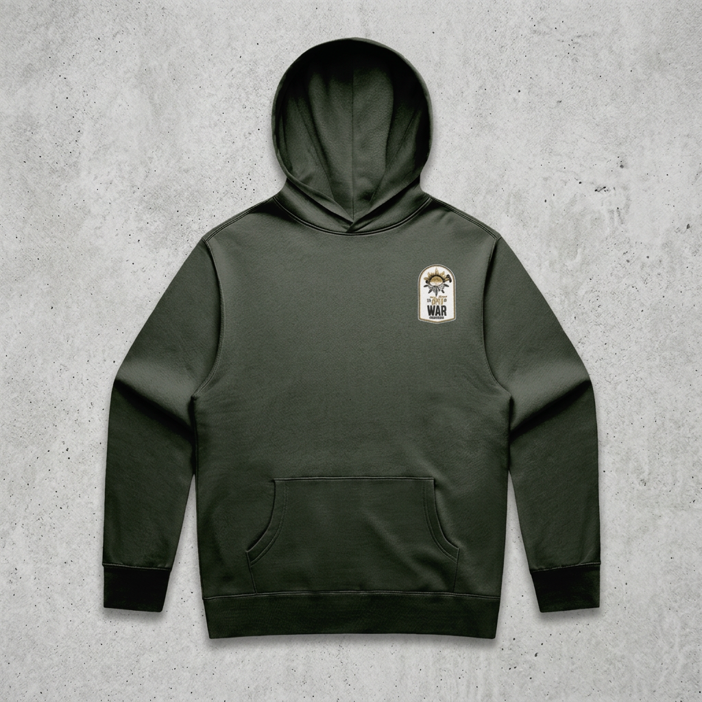 Dark green hoodie on concrete