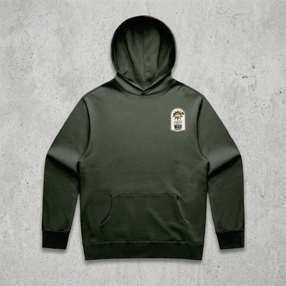 Dark green hoodie on concrete