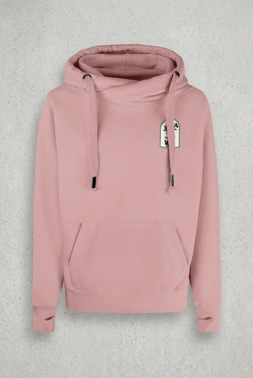 Dusty rose hoodie with concrete background