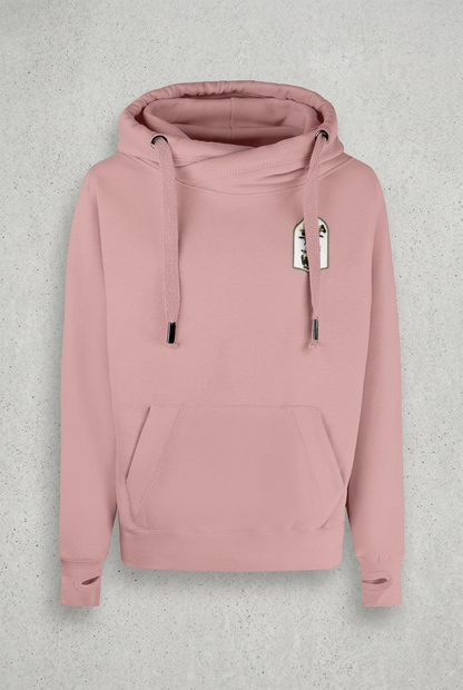 Dusty rose hoodie with concrete background