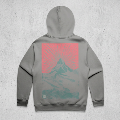 Grey hoodie back with concrete background