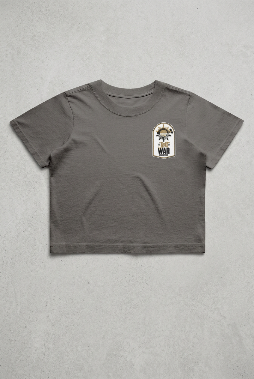 Grey tee front with concrete background