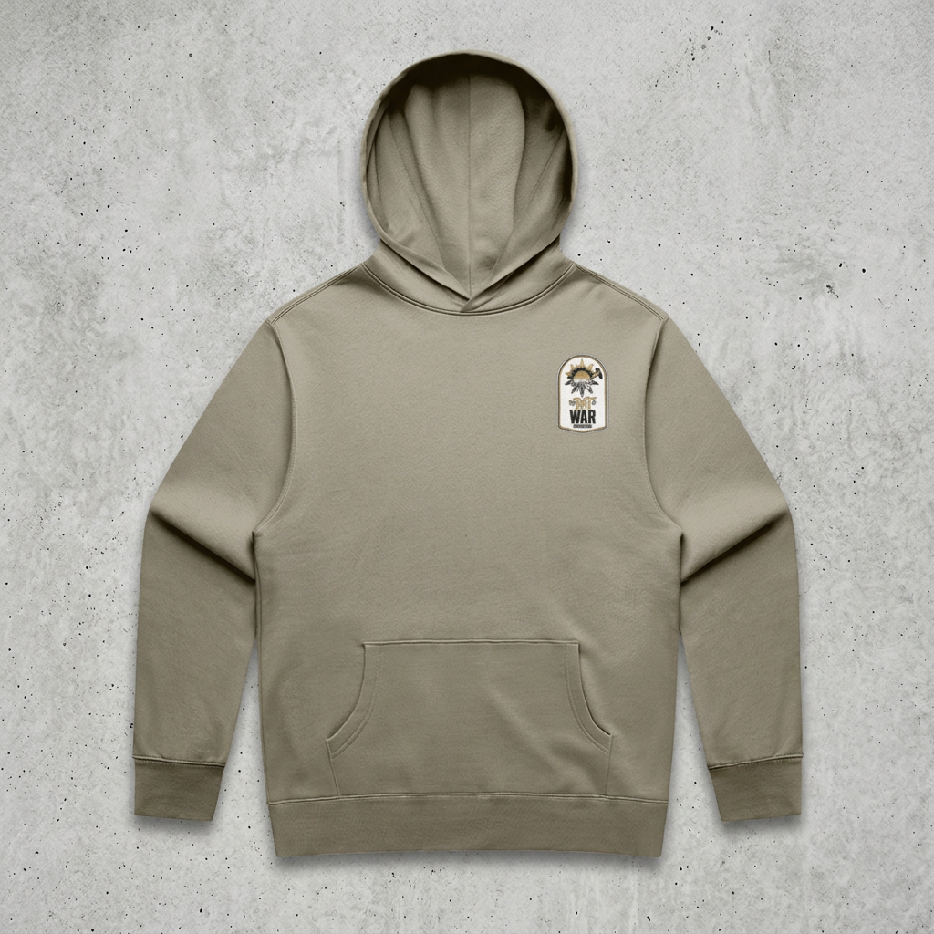 Khaki hoodie on concrete