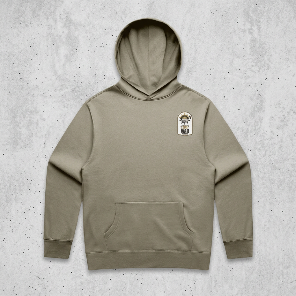 Khaki hoodie with concrete background