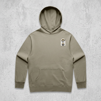 Khaki hoodie with concrete background