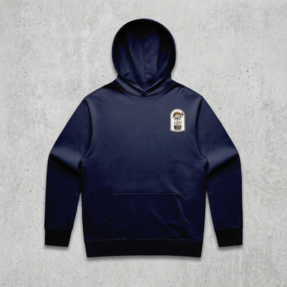 Navy hoodie front on concrete