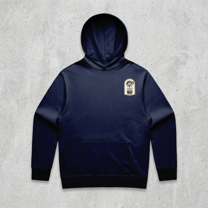 Navy hoodie with concrete background