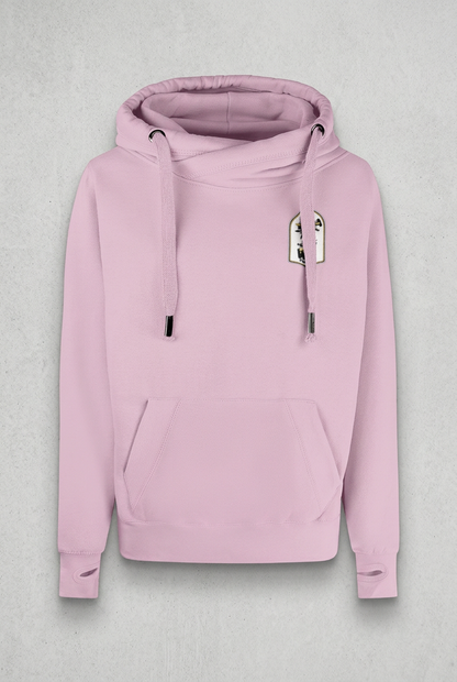 Pale pink hoodie with concrete background