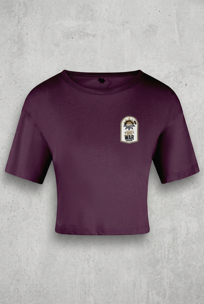 Plum tee with concrete background