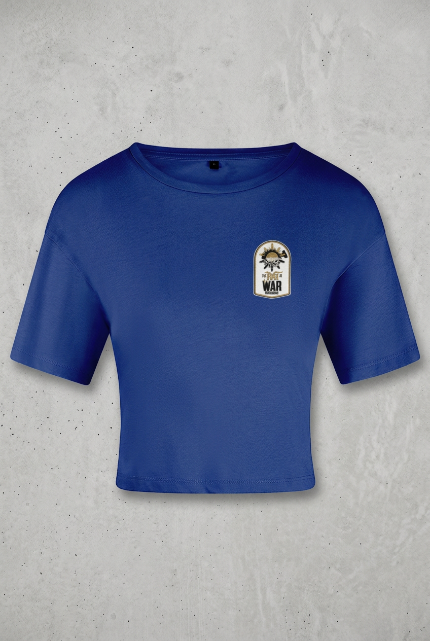 Royal blue tee with concrete background