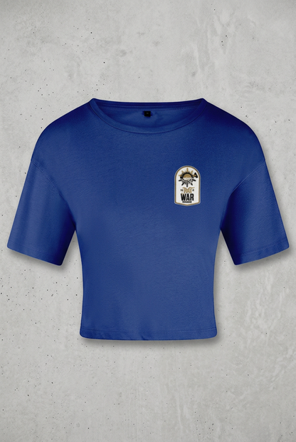 Royal blue tee with concrete background
