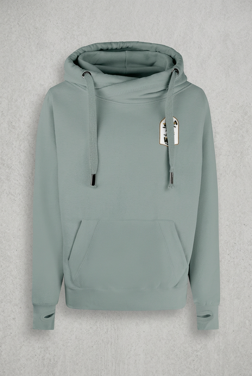 Sage hoodie with concrete background