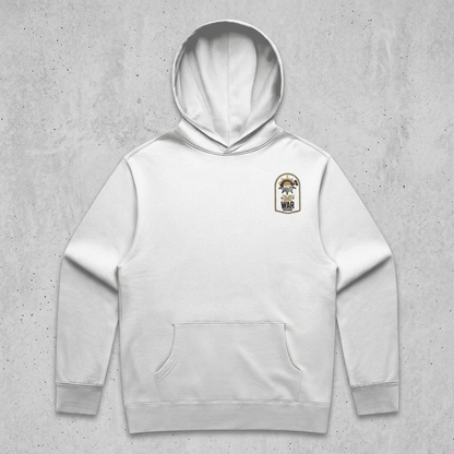 White hoodie with concrete background